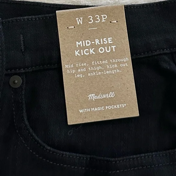 NWT Madewell Mid-rise Stretch Black Jeans // 33P - Picture 8 of 14